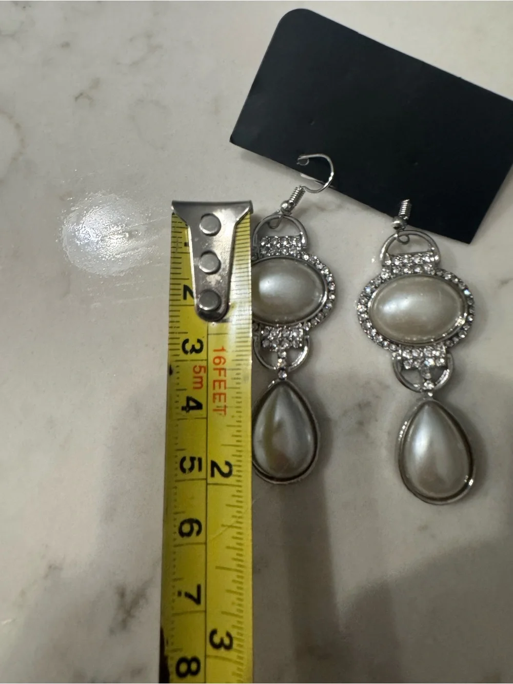 New Silver Pearl Drop Dangle Earrings - Unbranded